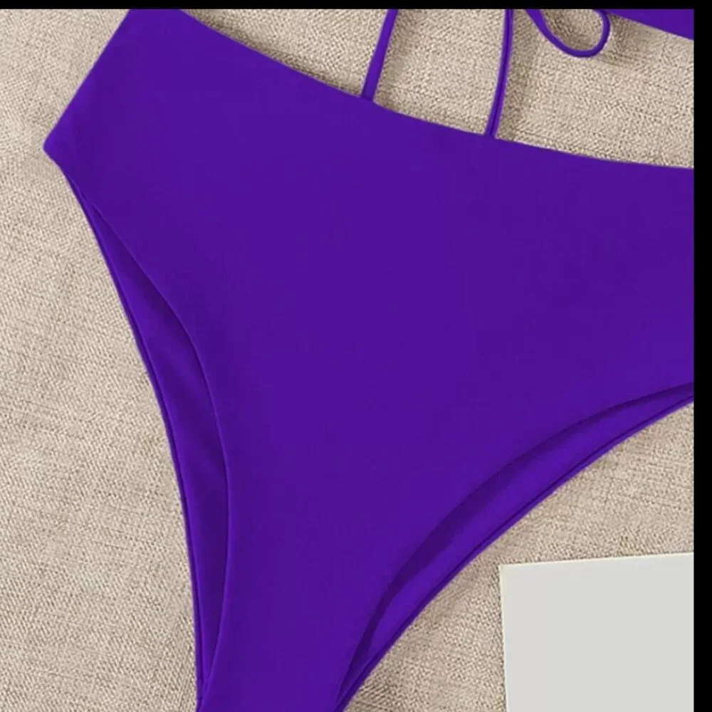 Swim Summer Beach Lace Up Back Bandeau High Waisted Bikini Se